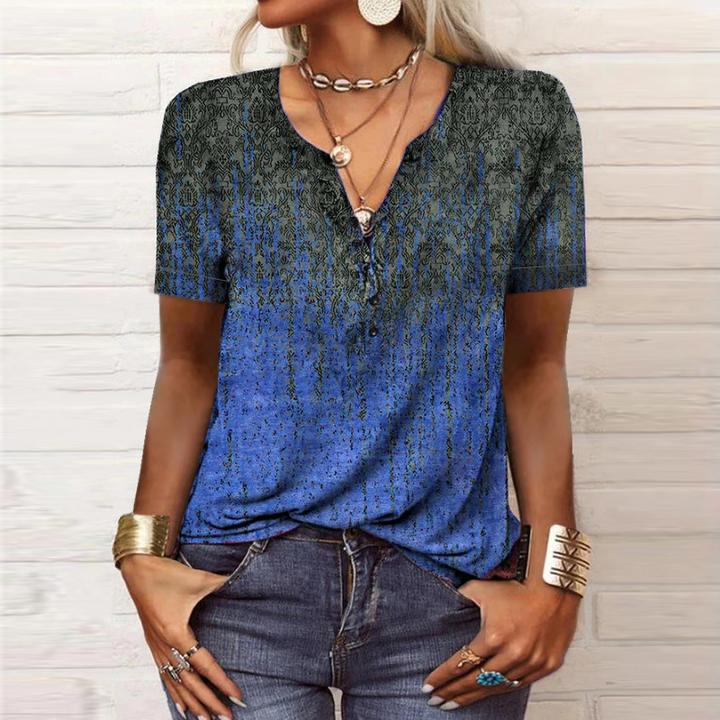 Dames Zomer Blouse met Bloemenprint en Korte Mouwen