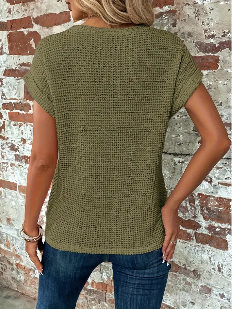 Dames Zomershirt met Korte Mouwen en Ronde Hals in Lichtgewicht Stof