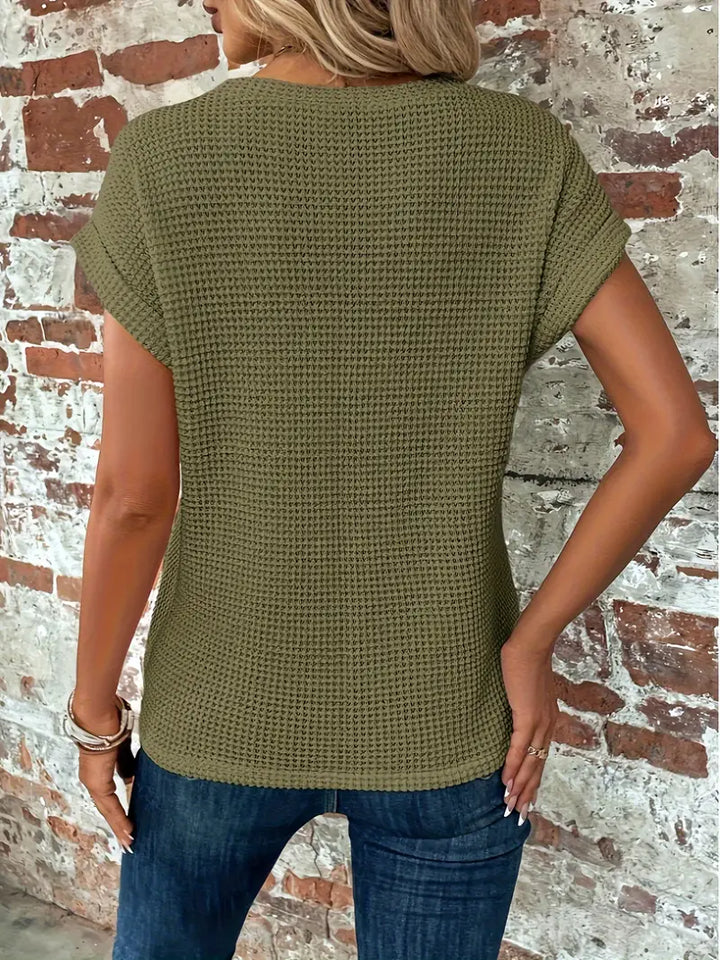 Dames Zomershirt met Korte Mouwen en Ronde Hals in Lichtgewicht Stof