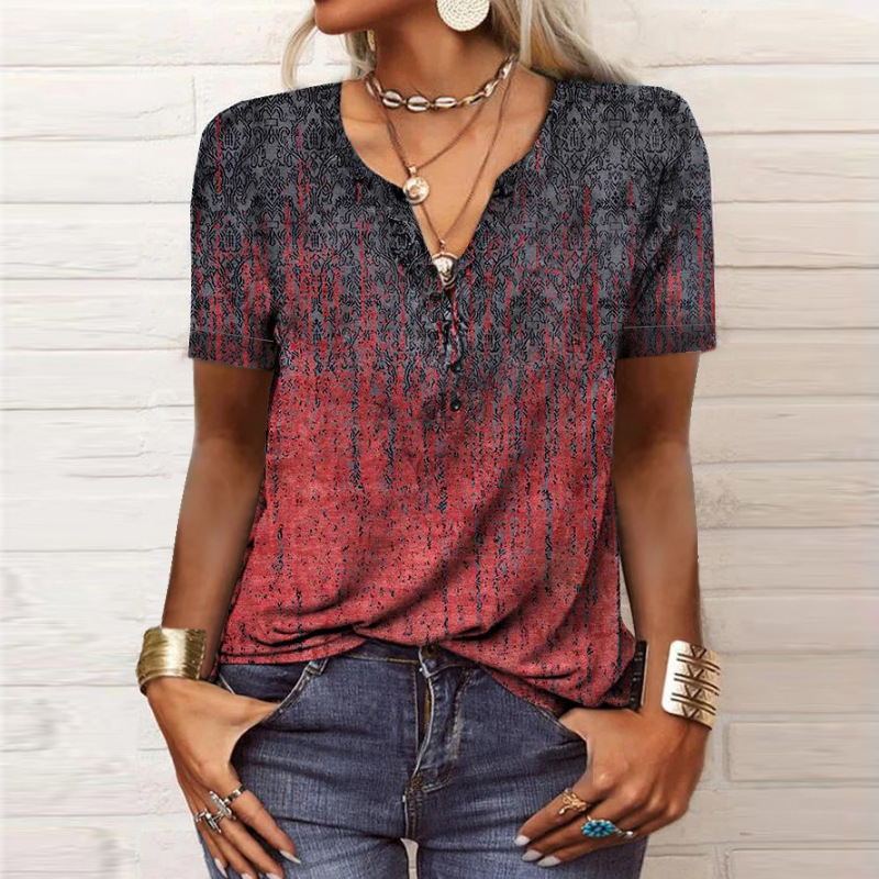 Dames Zomer Blouse met Bloemenprint en Korte Mouwen