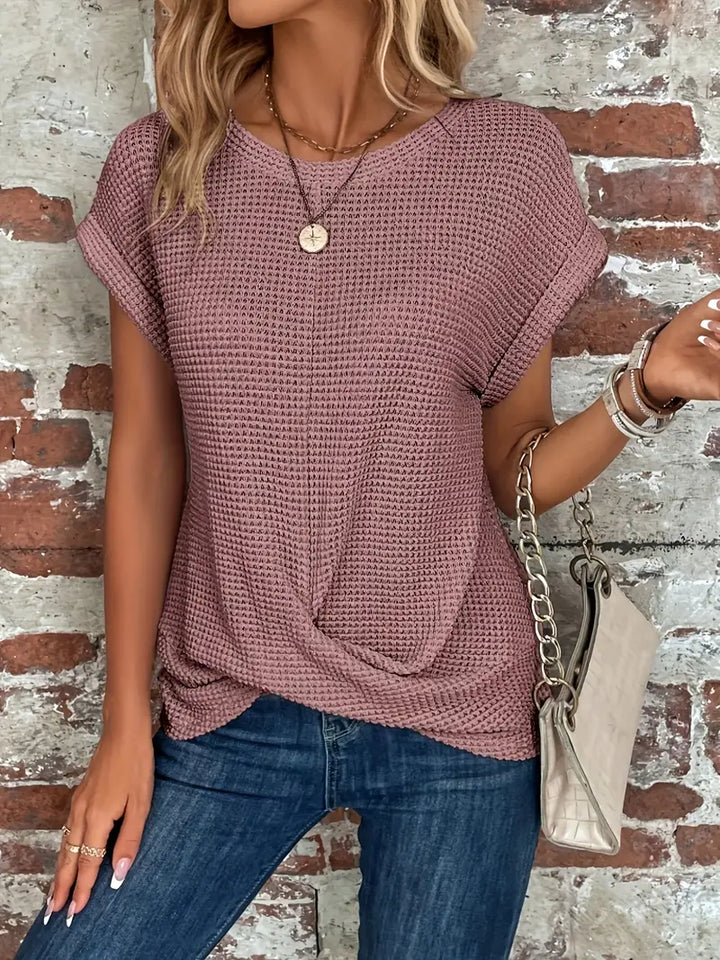 Dames Zomershirt met Korte Mouwen en Ronde Hals in Lichtgewicht Stof