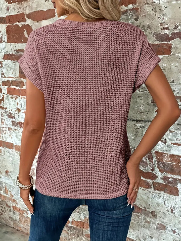 Dames Zomershirt met Korte Mouwen en Ronde Hals in Lichtgewicht Stof