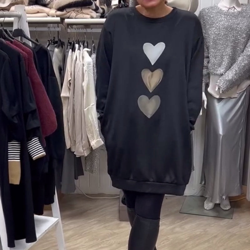 Alana™ Oversized Sweatshirt-Jurk met Hartprint