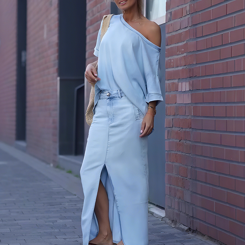 Kimberly | Off-shoulder denim set