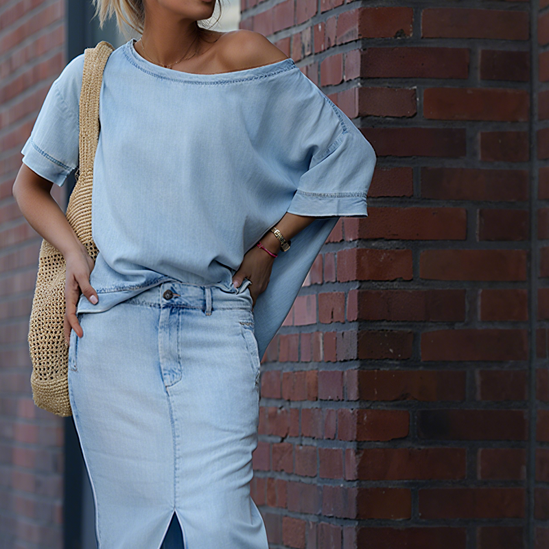 Kimberly | Off-shoulder denim set