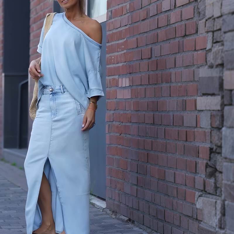 Kimberly | Off-shoulder denim set