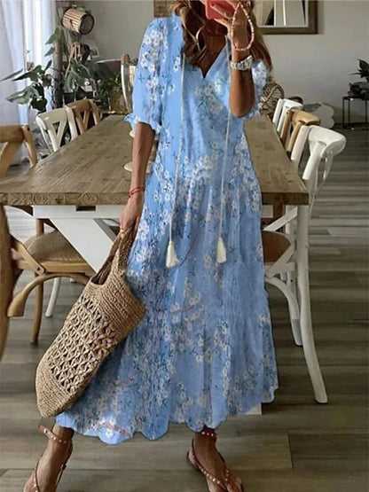 Boho V-hals Zomerjurk voor Dames